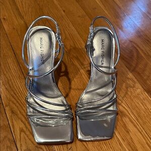Marc Fisher Metallic Silver Strappy Heels